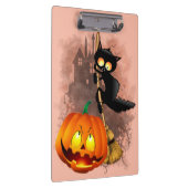 Cat Scared by Pumpkin Fun Halloween Charakter Klemmbrett (Rechts)