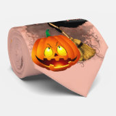 Cat Scared by Pumpkin Fun Halloween Charakter Krawatte (Gerollt)