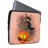 Cat Scared by Pumpkin Fun Halloween Charakter Laptopschutzhülle (Vorne Rechts)