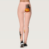 Cat Scared by Pumpkin Fun Halloween Charakter Leggings (Rückseite)