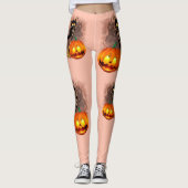 Cat Scared by Pumpkin Fun Halloween Charakter Leggings (Vorderseite)