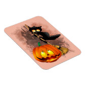 Cat Scared by Pumpkin Fun Halloween Charakter Magnet (Rechte Seite)