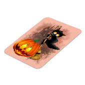 Cat Scared by Pumpkin Fun Halloween Charakter Magnet (Linke Seite)