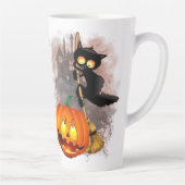 Cat Scared by Pumpkin Fun Halloween Charakter Milchtasse (Rechts)