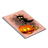 Cat Scared by Pumpkin Fun Halloween Charakter Notizblock (Rechte Seite)