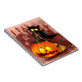 Cat Scared by Pumpkin Fun Halloween Charakter Notizblock (Rechte Seite)