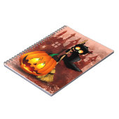 Cat Scared by Pumpkin Fun Halloween Charakter Notizblock (Linke Seite)