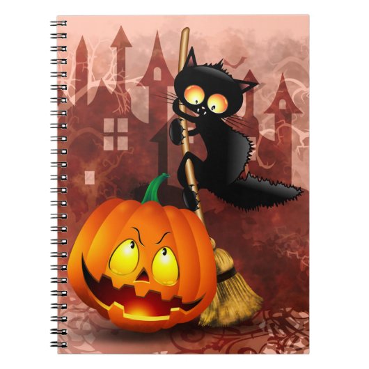 Cat Scared by Pumpkin Fun Halloween Charakter Notizblock (Vorderseite)