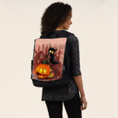 Cat Scared by Pumpkin Fun Halloween Charakter Rucksack (Ausgewaschen)