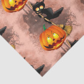 Cat Scared by Pumpkin Fun Halloween Charakter Seidenpapier (Detail)