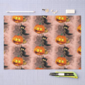 Cat Scared by Pumpkin Fun Halloween Charakter Seidenpapier (Handwerk)