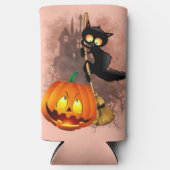 Cat Scared by Pumpkin Fun Halloween Charakter Selters Dosenkühler (Vorderseite)