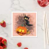 Cat Scared by Pumpkin Fun Halloween Charakter Serviette (Beispiel)