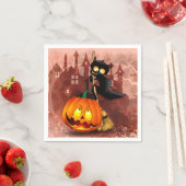 Cat Scared by Pumpkin Fun Halloween Charakter Serviette (Beispiel)