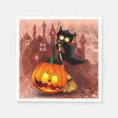 Cat Scared by Pumpkin Fun Halloween Charakter Serviette (Vorderseite)