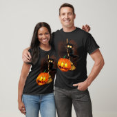 Cat Scared by Pumpkin Fun Halloween Charakter T-Shirt (Unisex)