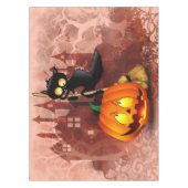 Cat Scared by Pumpkin Fun Halloween Charakter Tischdecke (Vorderseite)