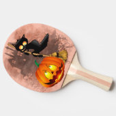 Cat Scared by Pumpkin Fun Halloween Charakter Tischtennis Schläger (Seitenansicht)