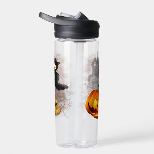 Cat Scared by Pumpkin Fun Halloween Charakter Trinkflasche (Rechts)