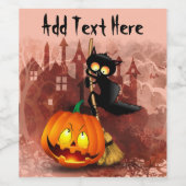 Cat Scared by Pumpkin Fun Halloween Charakter Weinetikett (Einzelnes Label)