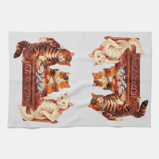 Cat Schach Checkmate Louis Wain Geschirrtuch (Horizontal)