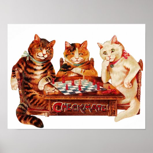 Cat Schach Checkmate Louis Wain Poster (Vorne)