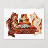 Cat Schach Checkmate Louis Wain Postkarte (Vorderseite)