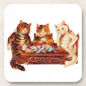 Cat Schach Checkmate Louis Wain Untersetzer (Vorderseite)