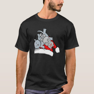 Cat Schlafen Weihnachtsmannmütze Weihnachten Pajam T-Shirt
