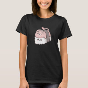 Cat schläft auf einem Sushi japanischen Food Fans T-Shirt