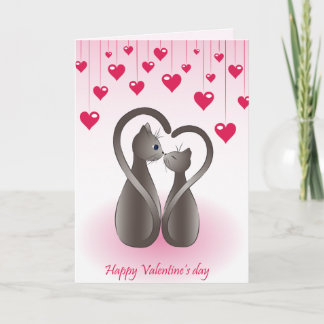 Cat Schwanz Herzfrequenz Valentinkarte Feiertagskarte