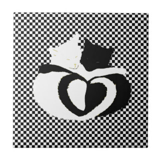 CAT-Schwanz - Liebe Schwarz-weiß Fliese