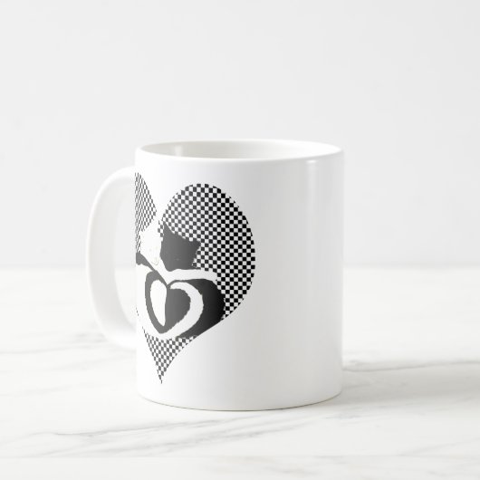 CAT-Schwanz - Liebe Schwarz-weiß Kaffeetasse (Vorderseite Links)