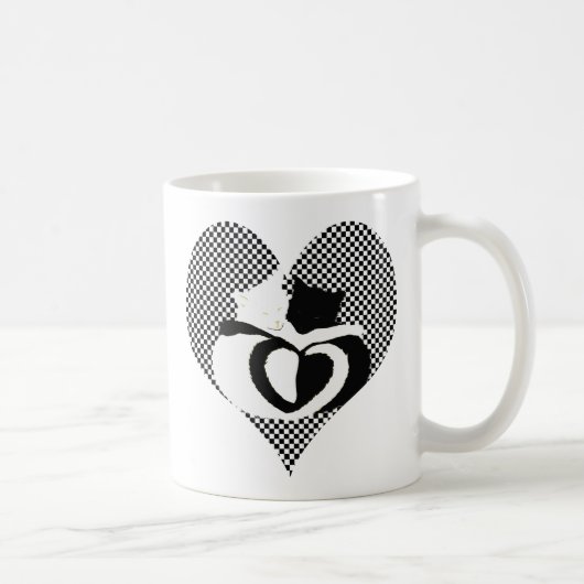 CAT-Schwanz - Liebe Schwarz-weiß Kaffeetasse (Rechts)