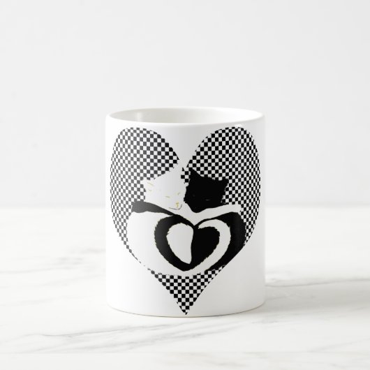 CAT-Schwanz - Liebe Schwarz-weiß Kaffeetasse (Mittel)