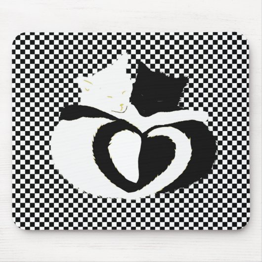 CAT-Schwanz - Liebe Schwarz-weiß Mousepad (Vorne)