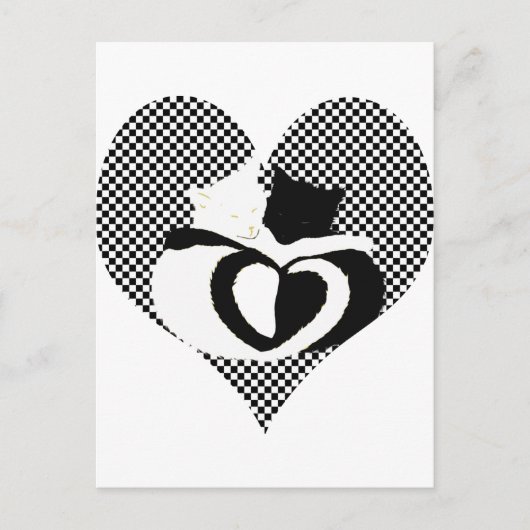 CAT-Schwanz - Liebe Schwarz-weiß Postkarte (Vorderseite)