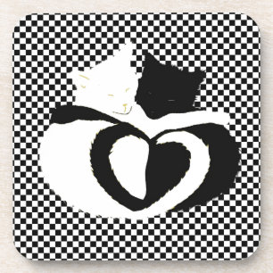 CAT-Schwanz - Liebe Schwarz-weiß Untersetzer