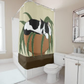 Cat Schwarz-weiß Pflanze Funny Duschvorhang (Beispiel)