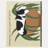 Cat Schwarz-weiß Pflanze Funny Fleecedecke (Vorderseite)