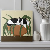 Cat Schwarz-weiß Pflanze Funny Fliese