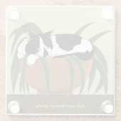 Cat Schwarz-weiß Pflanze Funny Glasuntersetzer (Rückseite)