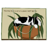 Cat Schwarz-weiß Pflanze Funny Große Geschenktüte (Rückseite)