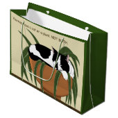 Cat Schwarz-weiß Pflanze Funny Große Geschenktüte (Vorderseite Schrägansicht)