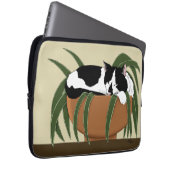 Cat Schwarz-weiß Pflanze Funny Laptopschutzhülle (Vorne Rechts)