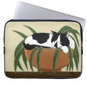 Cat Schwarz-weiß Pflanze Funny Laptopschutzhülle (Vorderseite)