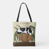 Cat Schwarz-weiß Pflanze Funny Tasche (Rückseite)