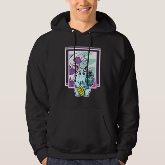 Cat Sci Fi Vapor Wave Design für alle Altersgruppe Hoodie (Vorderseite)