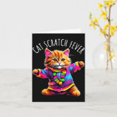 Cat Scratch Fever Funny Cute Colorful Dancing Cat Karte (Gelbe Blume)