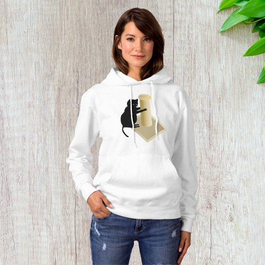 Cat Scratching Post Womens Hoodie